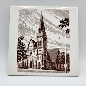 Decorative Ceramic Trivet Tile First Congregational Church Janesville Wisconsin